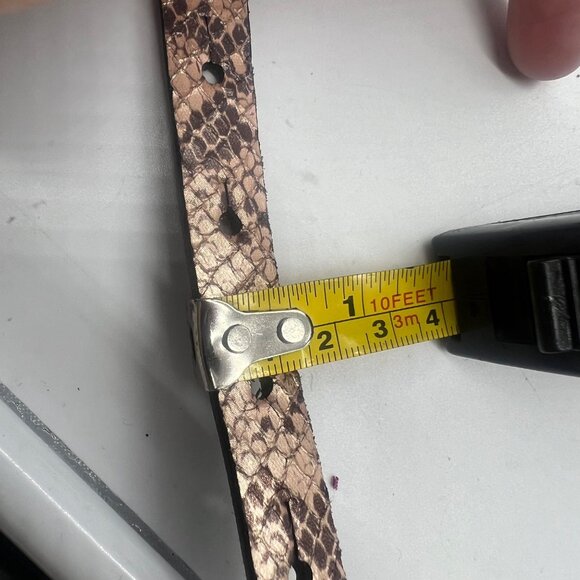 RW & Co. Snakeskin Pattern Bonded Leather Belt Silver Oval Buckle Brown NEW NWT - Picture 7 of 7